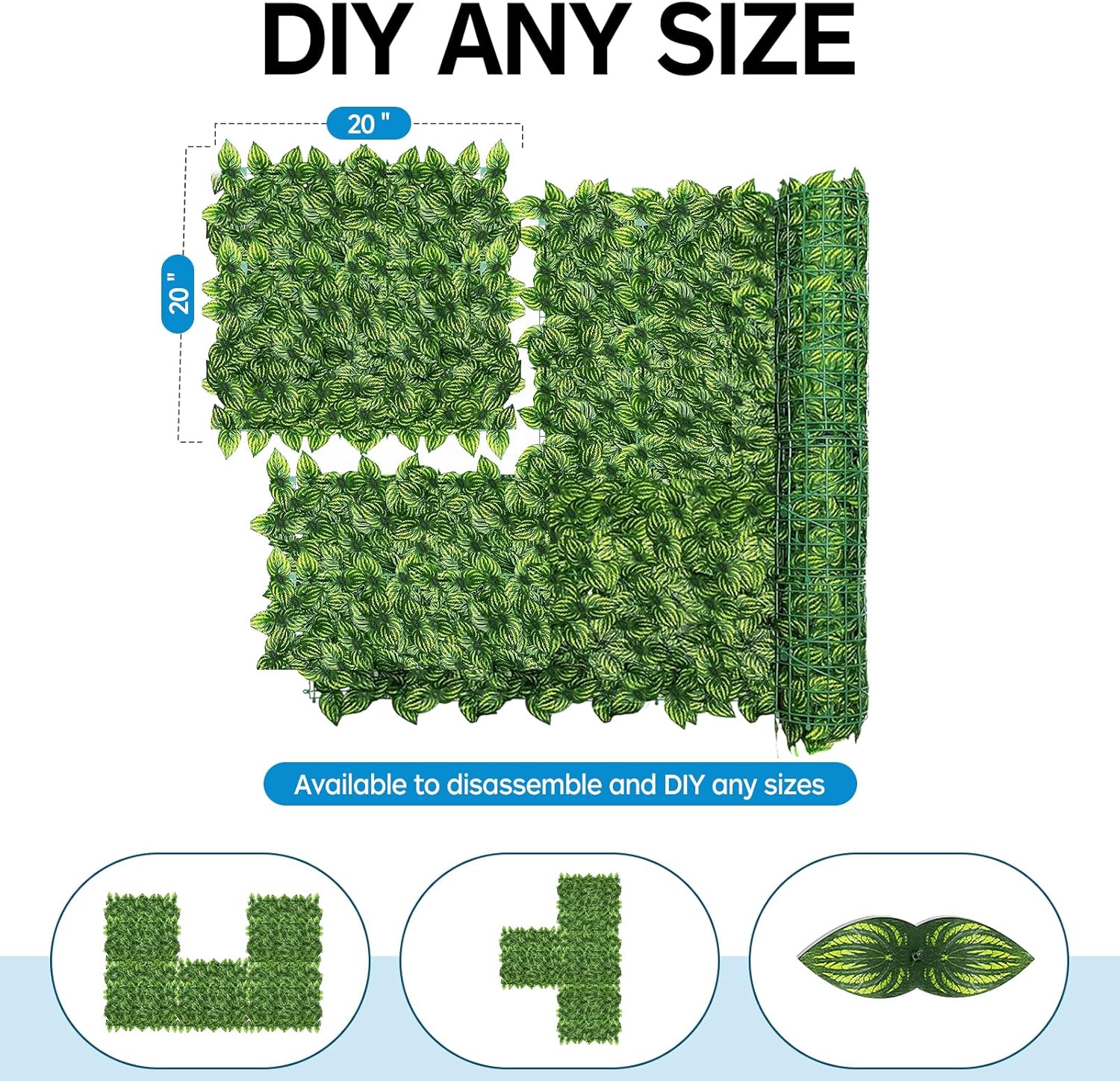Artificial Ivy Privacy Fence Screen,39.4" X 118" UV-Anti Fake Leaves Plant Vine,Privacy Hedges Wall for Indoor Outdoor Garden Backyard Decor,Color Watermelon Leaves