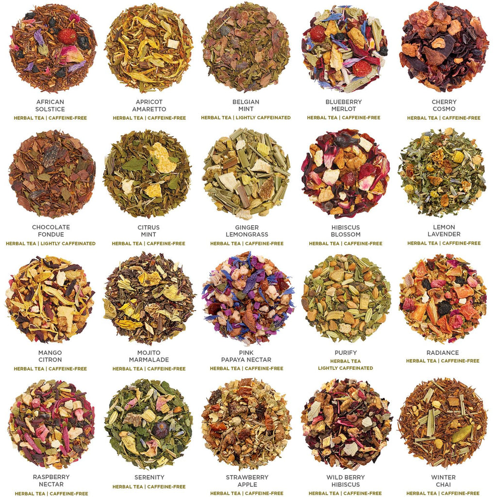 Tea Forte Warming Joy Holiday Herbal Premium Tea Chest Gift Sampler, 40 Count, 2 of each Variety Blend Individually Wrapped Handcrafted Pyramid Infuser Bags