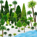 Model Trees, Miniature Palm Trees, 38Pcs, Architecture Tree, Rainforest with Sand for DIY Scenery Landscape, Model Train Scenery