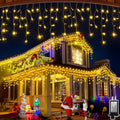 50FT 504 LED Outdoor Christmas Lights - 112 Ice Drops, 12 Pro Modes with Timer Memory & Brightness, Waterproof Hanging Ice String Light for Holiday Wedding Garden Fence House Decor (Warm White)
