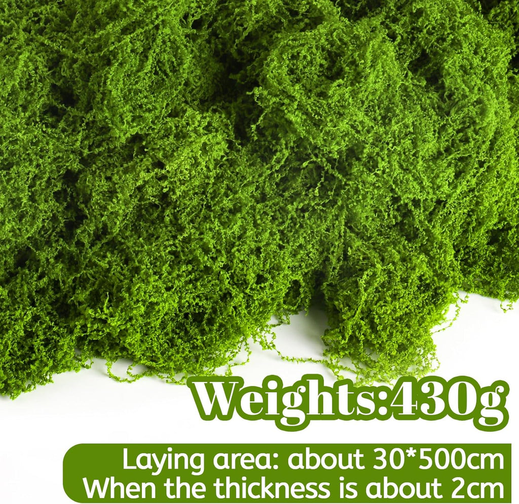 15.1 OZ Fake Green Moss for Crafts, Artificial Moss for Indoor Plants, Decorative Light Green Artificial Fake Moss for Fairy Garden Decor, Wedding Centerpieces, Floral DIY Projects