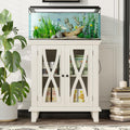 20 Gallon Fish Tank Stand with Power Outlets(4 AC 2 USB), Farmhouse Decorative Aquarium Stand Furniture with Adjustable Shelves, 10-20 Gallon Reptile Turtle Tank Stand with Cabinet Storage, Beige