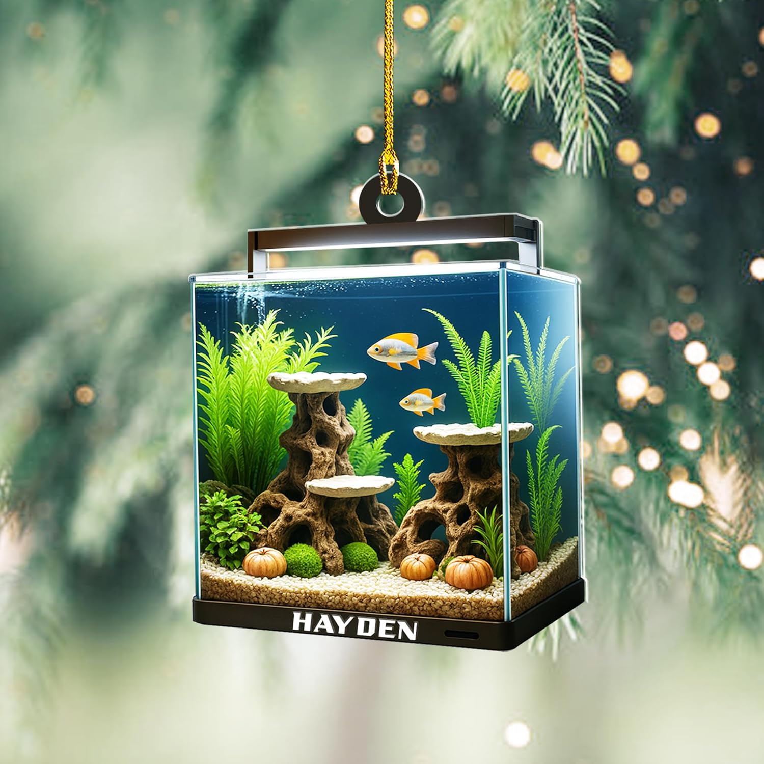 Personalized Aquarium Fish Tank Christmas Ornament 2025, Custom Name Clownfish Holiday Tree Decoration, Unique Keepsake Gift for Fish Lovers, Pet Owners, Kids, Aquarists (ON8)