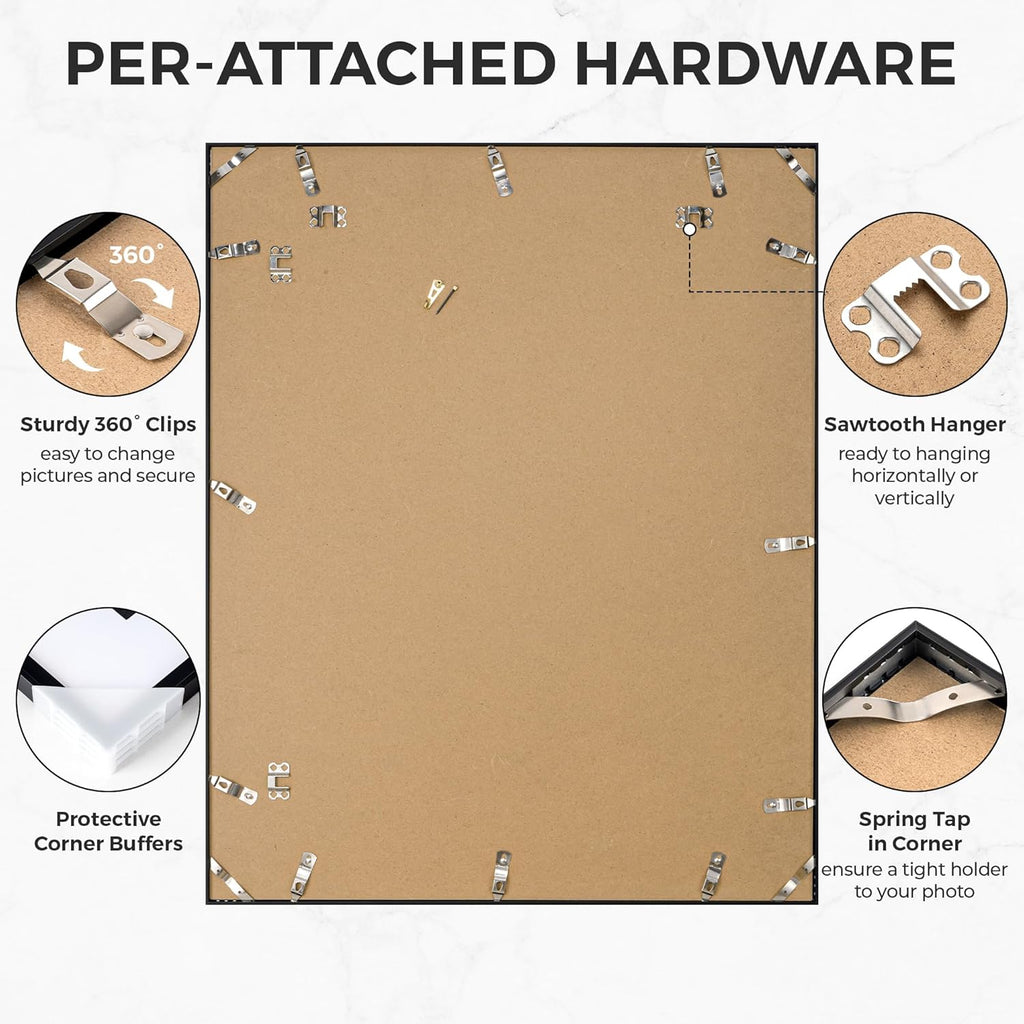 RICHFOCUS Aluminum Picture Frame - 22x28 Black Metal Frame with Mat for 18x24 Photo, Floating Frame with Tempered Glass - Poster Frame Wall Hook Included for Gallery Wall