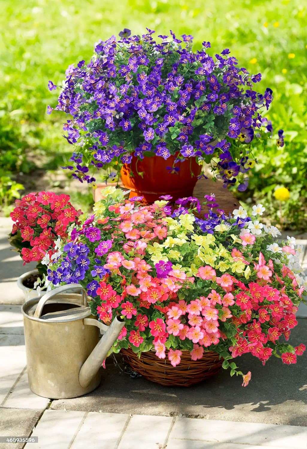 18 Bundles Artificial Flowers for Outdoors No Fade Fake Plants Faux Flowers for Spring Summer Decor, UV Resistant Artificial Outdoor Plants for Outside & Indoor Planter Porch Balcony Patio Decor - Mix
