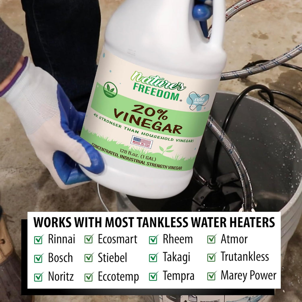 Tankless Water Heater Flushing Kit with Square 5-Gallon Bucket, Steel Hoses, 1/6 HP Pump, and Concentrated Vinegar