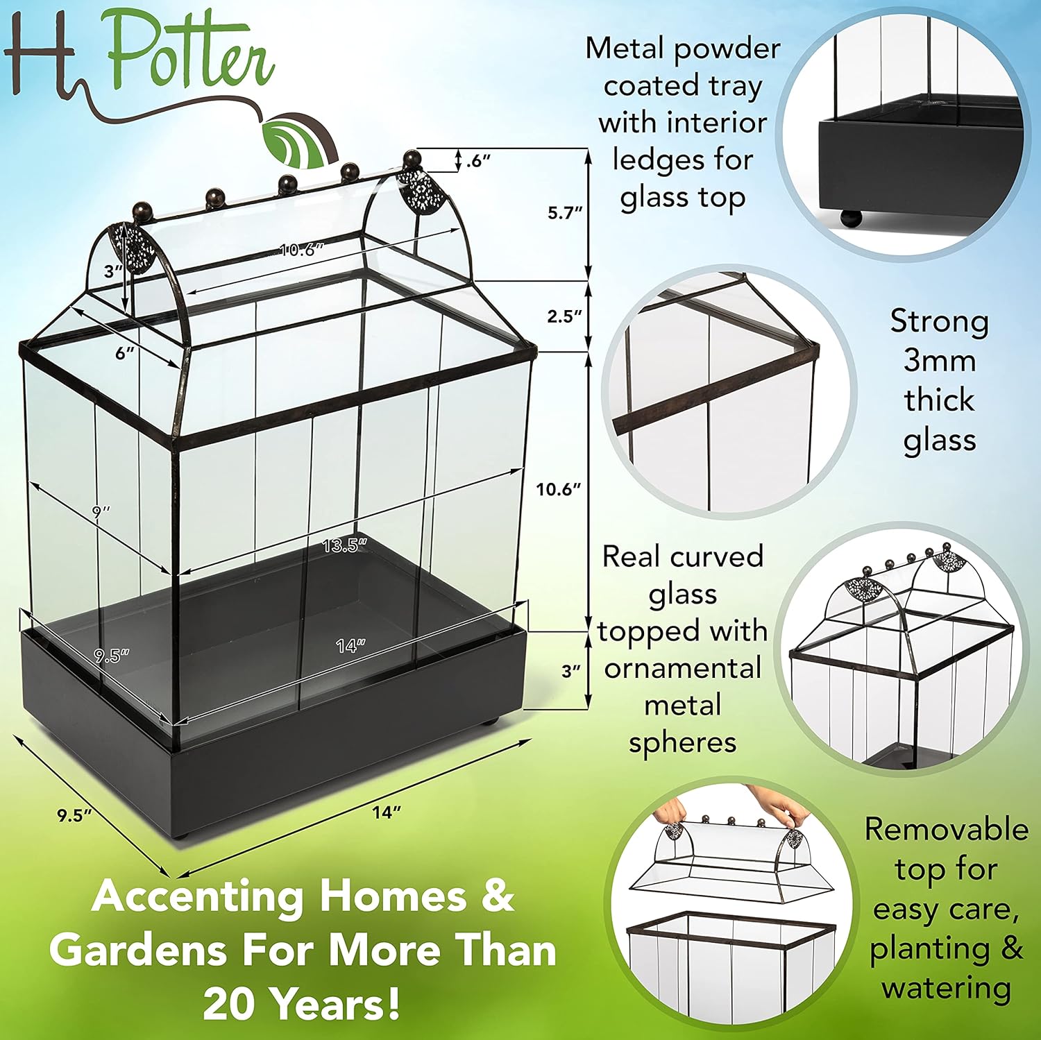 H Potter Glass Terrarium Succulent Planter Wardian Case Container for Plants WAR105