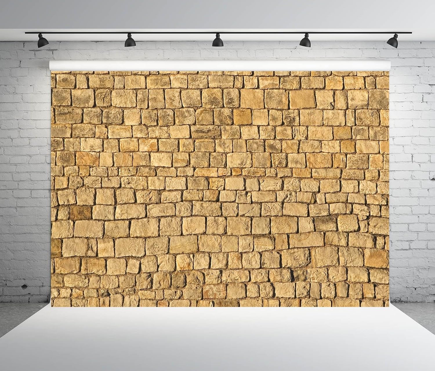 BELECO 7x5ft Fabric Vintage Brick Stone Wall Backdrop Textured Brick Rock Stone Wall Photography Background Medieval Castle Stone Wall for Party Decorations Studio Booth Photo Props