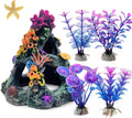 Fish Tank Decoration Set, Aquarium Decor Colorful Coral Mountain x 1pc, Betta Fish Tank Accessories Aquatic Plants x 4pcs，Aquarium Decor Starfish x 1pcs.