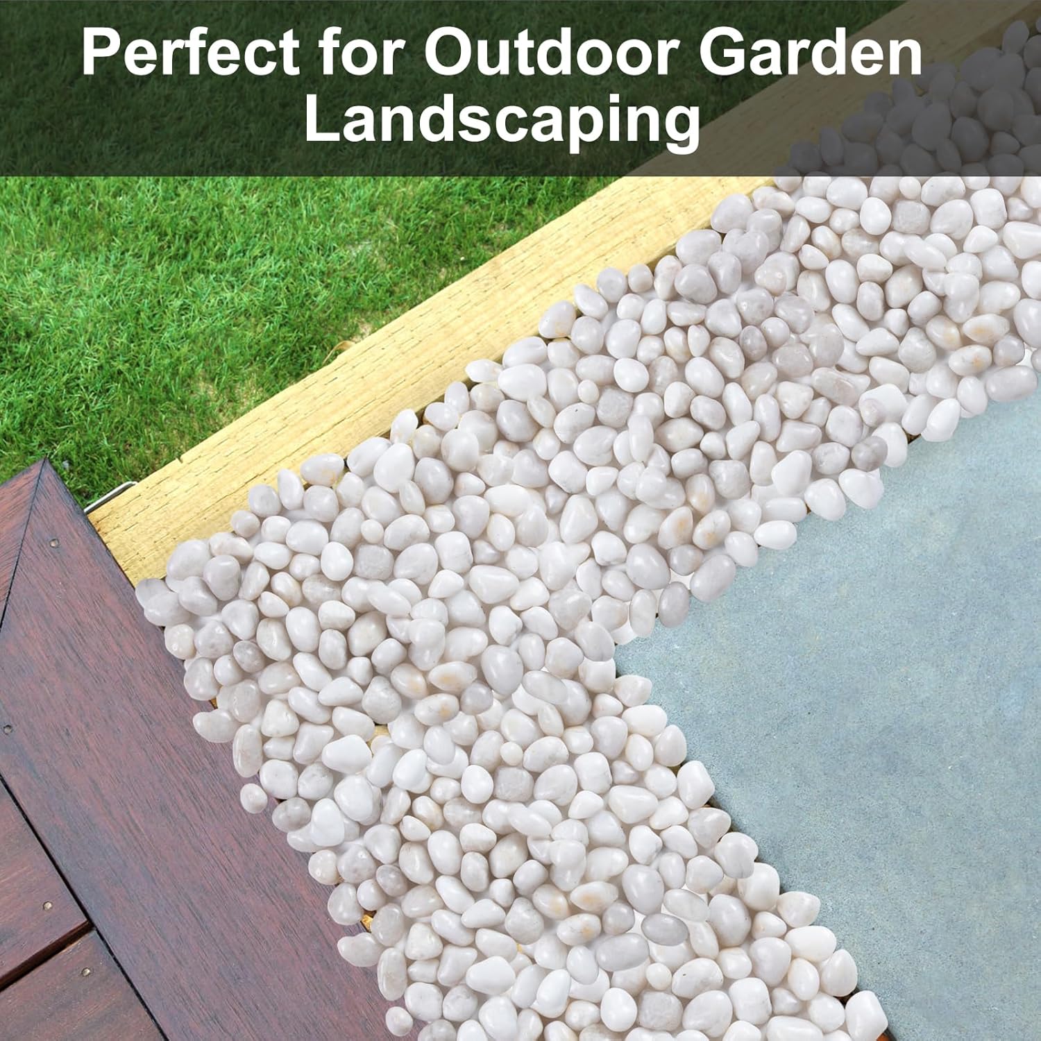 20lb White River Rock- High Polished Pebbles for Indoor Plants- Decorative Stones for Aquarium Fish Tank - White Rocks for Outdoor Garden Landscaping - 0.3"-0.8"
