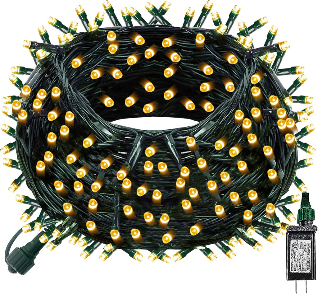 Dazzle Bright Christmas String Lights, 100 LED 33 FT Connectable Fairy Lights with 8 Modes, Waterproof Christmas Decorations for Indoor Outdoor Holiday Party Home Tree Decor (Warm White)