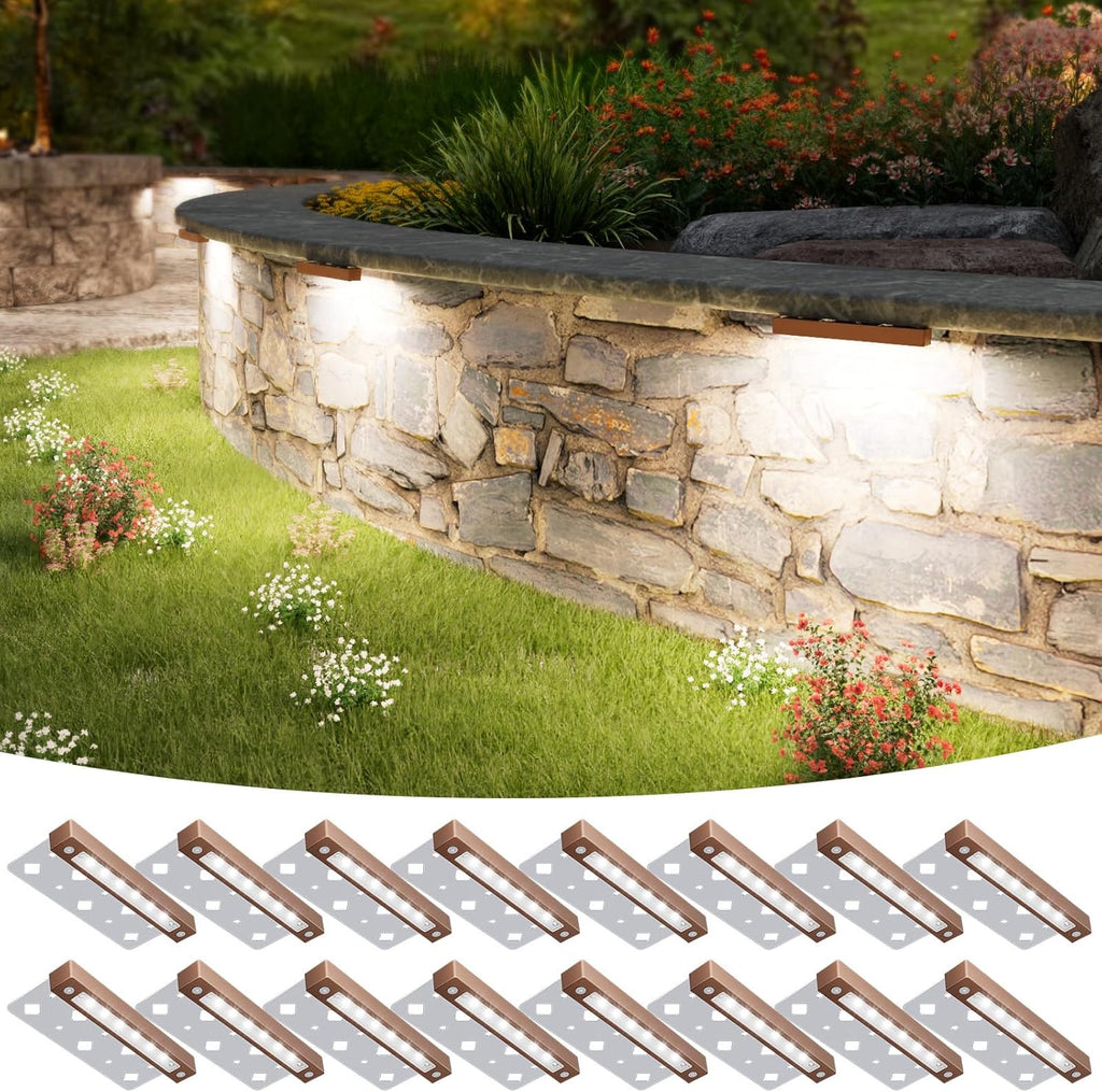 VOLISUN 16 Pack 7 Inch Retaining Wall Lights, Waterproof LED Hardscape Lighting, Cuttable Low Voltage Landscape Lighting, 12V Paver Lights, 3W Outdoor Step Lights, 5000K Daylight, ETL