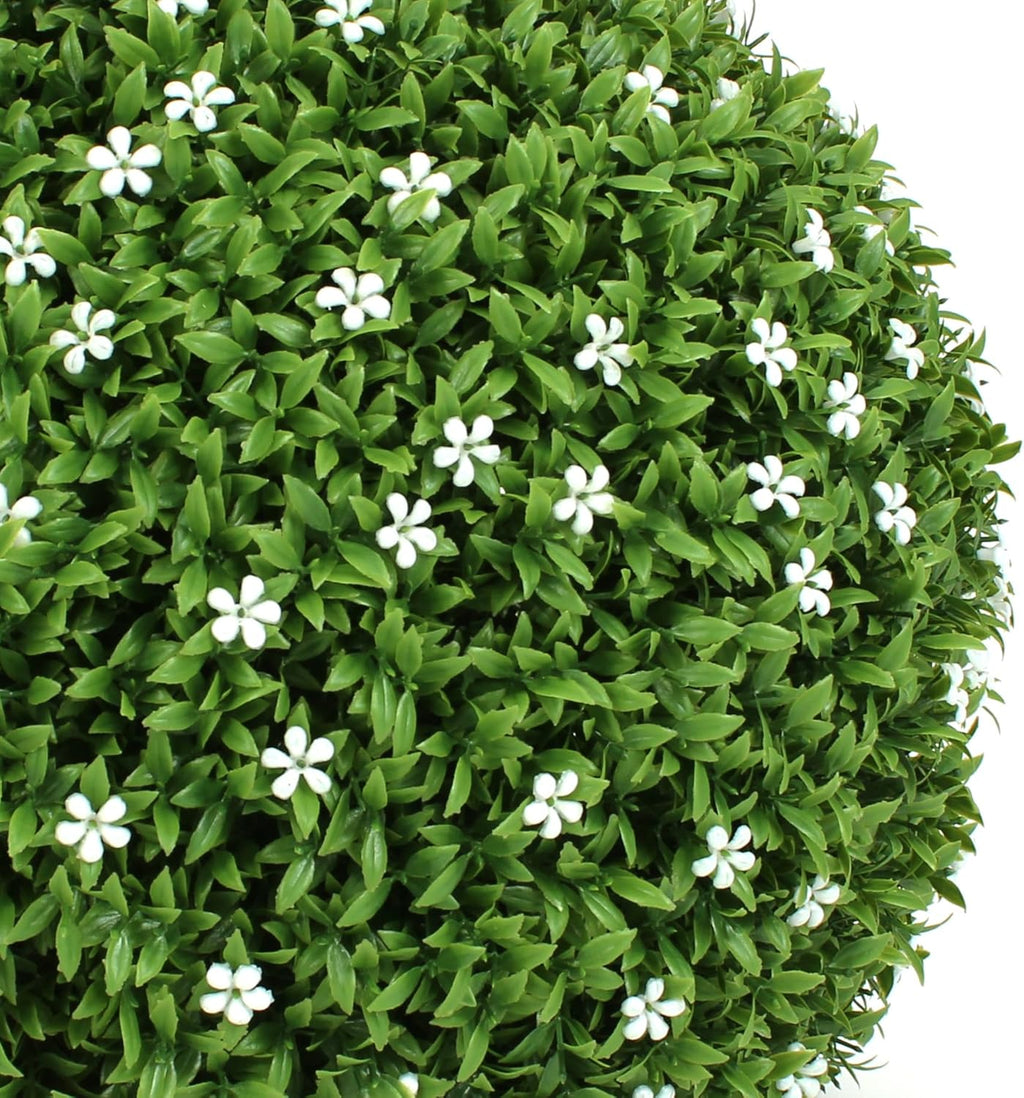 3rd Street Inn Topiary Ball - Artificial Topiary Plant - Wedding Decor - Indoor/Outdoor Artificial Plant Ball - Topiary Tree Substitute (21" XXL (2-Pack), White Flower Grass)