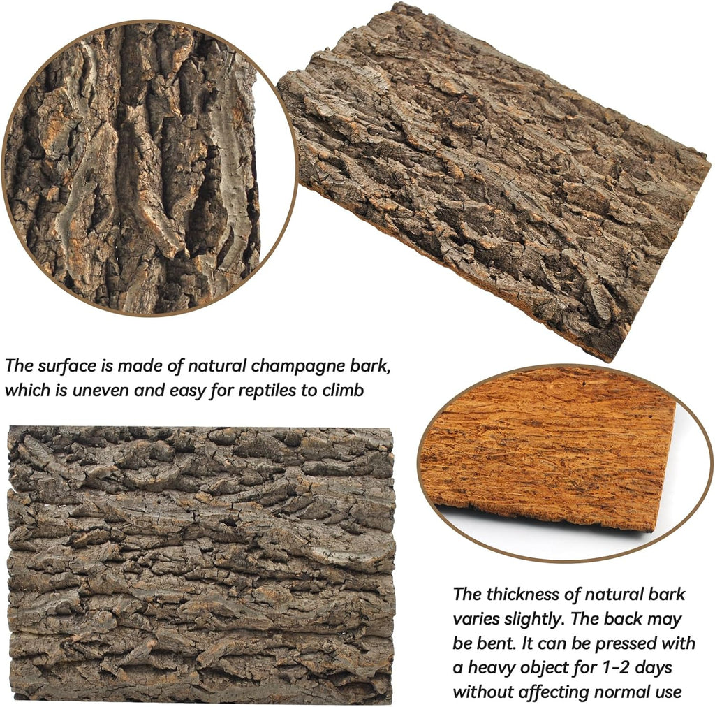PINVNBY Natural Cork Bark Terrarium Background,15.74x11.81 Inches Reptile Tank Backdrop 3D Bearded Dragon Tank Climbing Wall Habitat Decor for Gecko Lizard Tortoise Frog Chameleon(1 PCS)