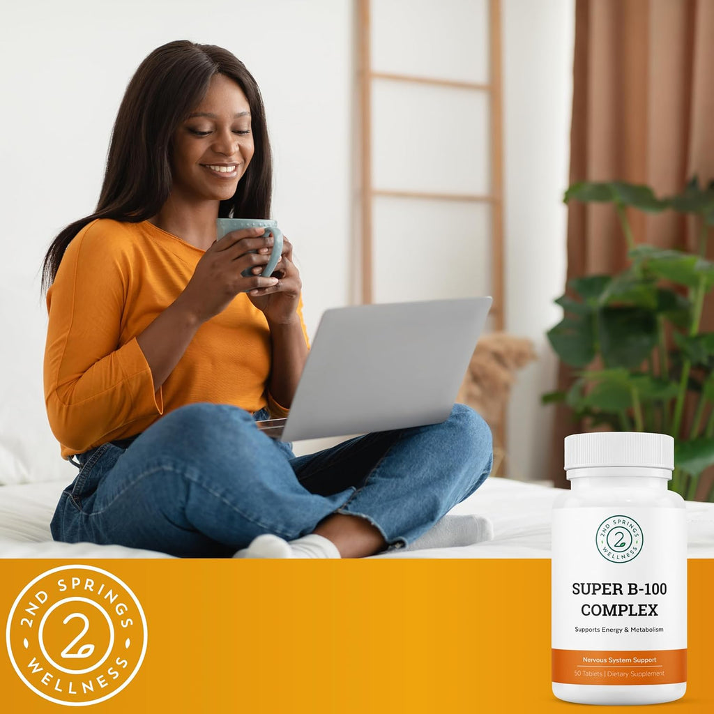 Super B-100 Complex - High Potency B Vitamin Complex with B-6, B-12, Folate, Niacin, Biotin, Choline, Inositol and PABA for Energy, Metabolism, Brain and Nerve Support