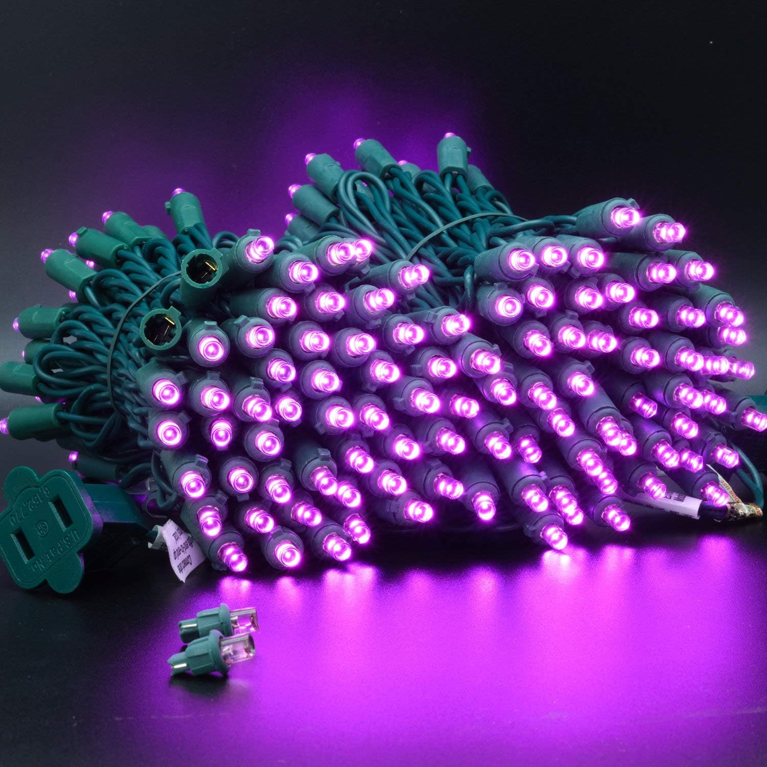 YULETIME Pink Wide Angle LED Christmas Lights with Green Wire, 66 Ft 200 Count UL Certified Commercial Grade 5mm Holiday String Light Set (Pink)