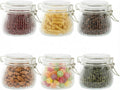 17oz Airtight Glass Jars with Lids, Small Food Storage Container Set of 6, Wire Clip Canisters Mason Jars for Canning Pickling Spice Herb