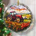 Stained Glass Tractor Ornament - Christmas Tree Decoration, Gift Idea for Holidays