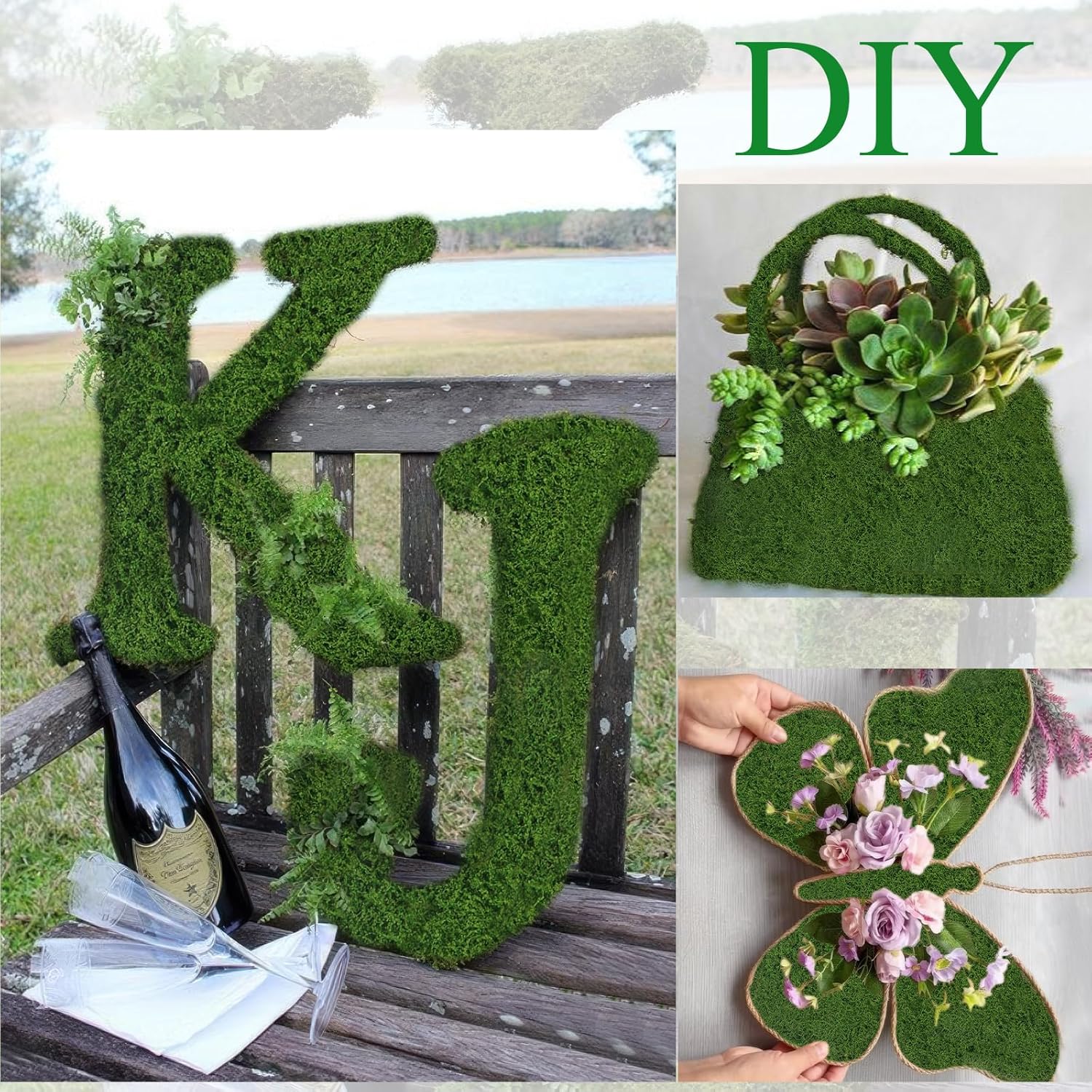 Fake Moss for Crafts 39" x 39" Artificial Moss for Indoor Plants Decorating Dark Green Faux Grass for Planters Crafts DIY Table Centerpieces Fairy Garden Floral Wedding 100 x 100cm