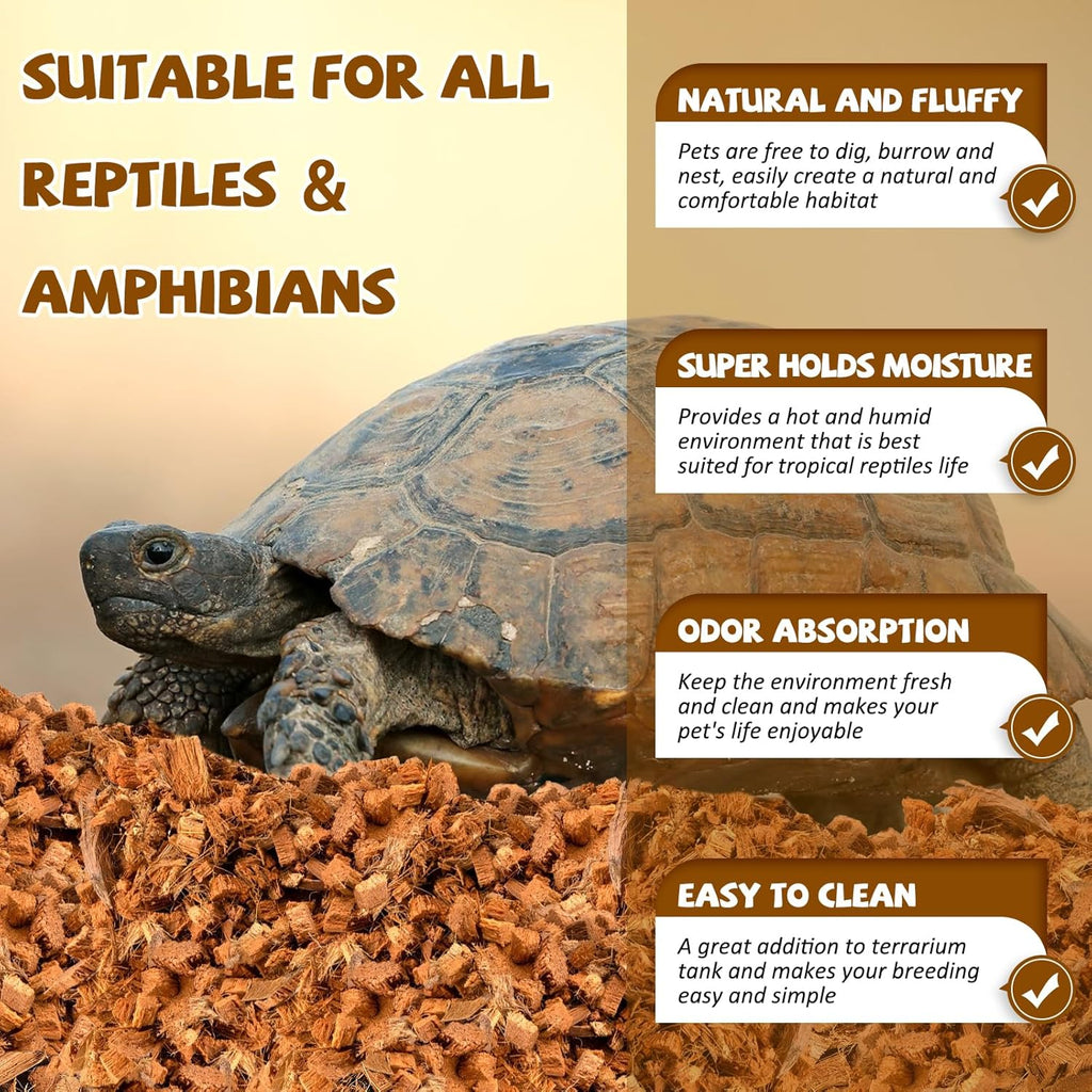 Legigo 2 Pack Coconut Chip Substrate for Reptiles, Natural Coco Husk Chip Reptiles Bedding, Compressed Coconut Chip Substrate for Snake, Tortoise, Ball Python, Gecko, Lizard Terrarium Tanks