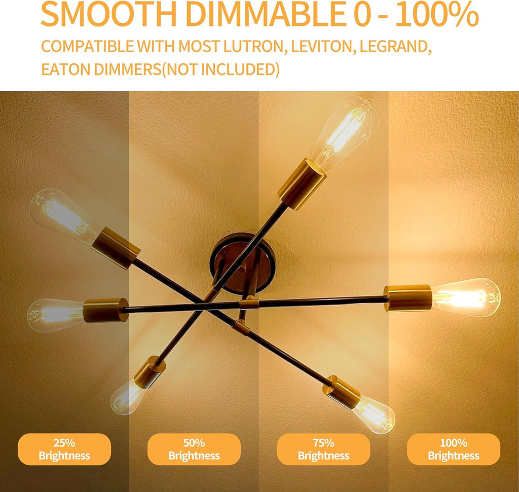 Edison Bulbs E26 Medium Base 2700K Soft White, 750LM ST58 Vintage LED Filament Bulb Clear Glass, Equivalent 75W Dimmable Lights Bulb 90+ CRI for Chandeliers, Pendants, Wall Sconces, 3 Pack
