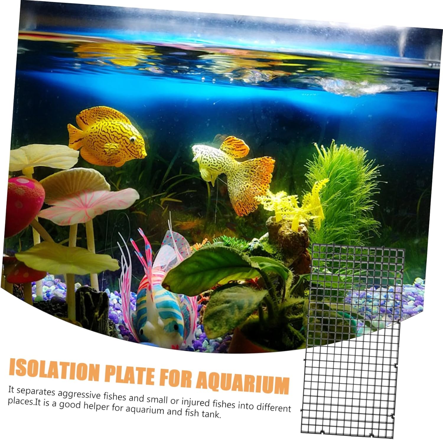 6pcs Aquarium Fish Tank Isolation Divider Grid Plate Plastic Filtration Mesh Easy to Install for Betta and Shrimp Breeding