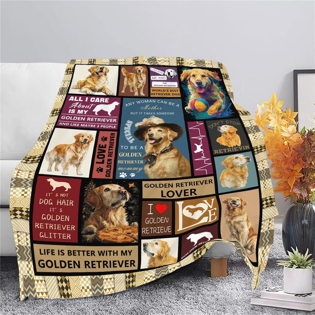 Golden Retriever Throw Blanket Golden Retriever Puppy Stuff Gifts for Dog Lover Kids Girls Boys Adults Women Men Soft Cozy Warm Plush Fluffy Fuzzy Fleece Blanket Decor 50''X60''