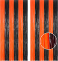 BRAVESHINE Tinsel Photo Backdrop Curtains - 2 Pack 3.2x8.2ft Black Orange Foil Fringe Streamer Curtain for Birthdays/Sports/Basketball/Pumpkins/Home/Office/Indoor/Outdoor Party Decorations