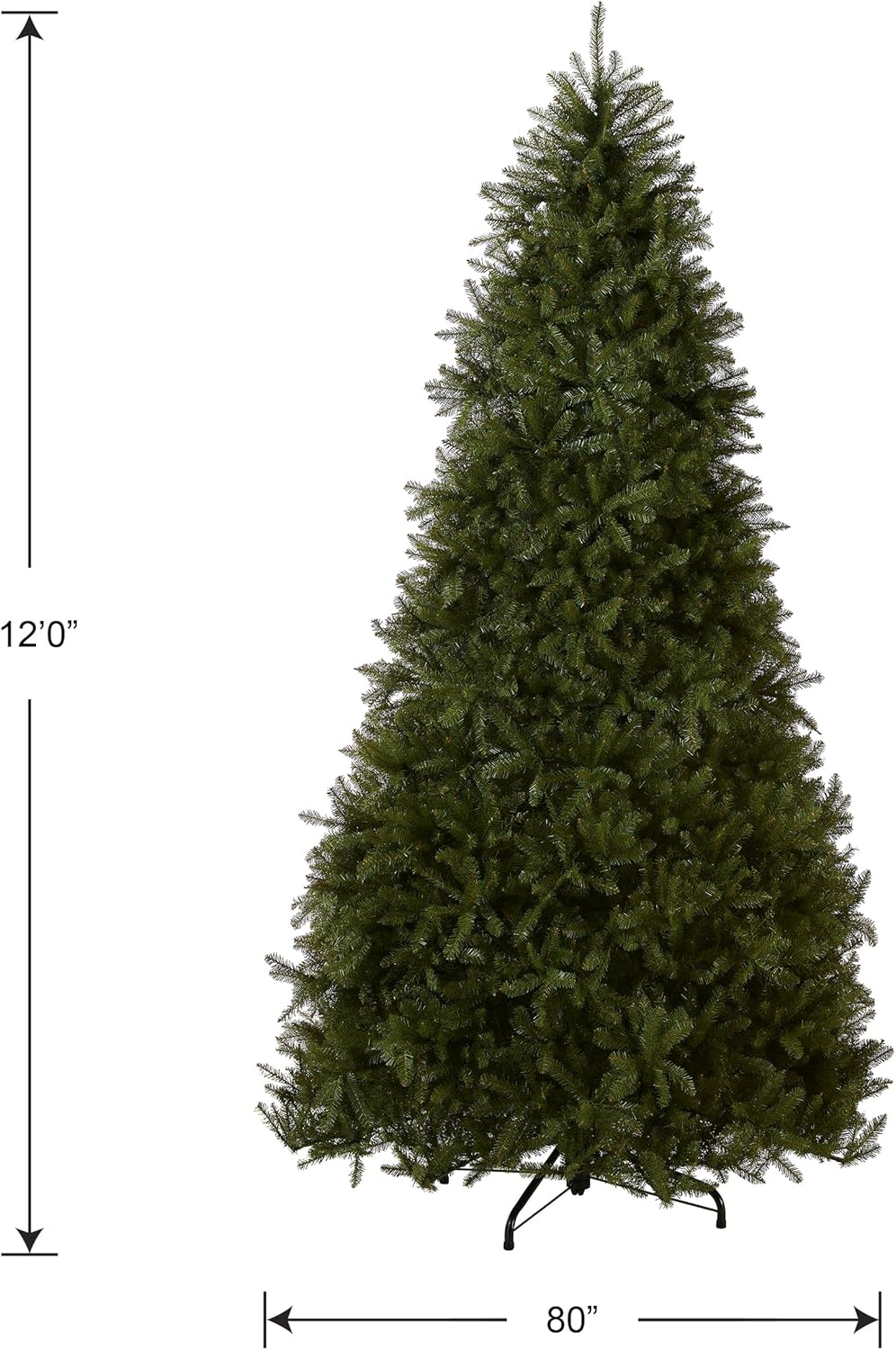 National Tree Company 12 ft Unlit Dunhill Fir Artificial Full Christmas Tree, 7,794 Tips, Includes Stand, Green