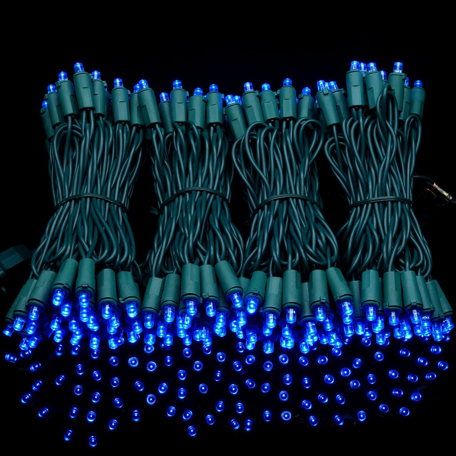 YULETIME 200 Blue Wide Angle LED Christmas Lights, 66 Feet Green Wire UL Certified 5mm Holiday String Light Set (Blue)