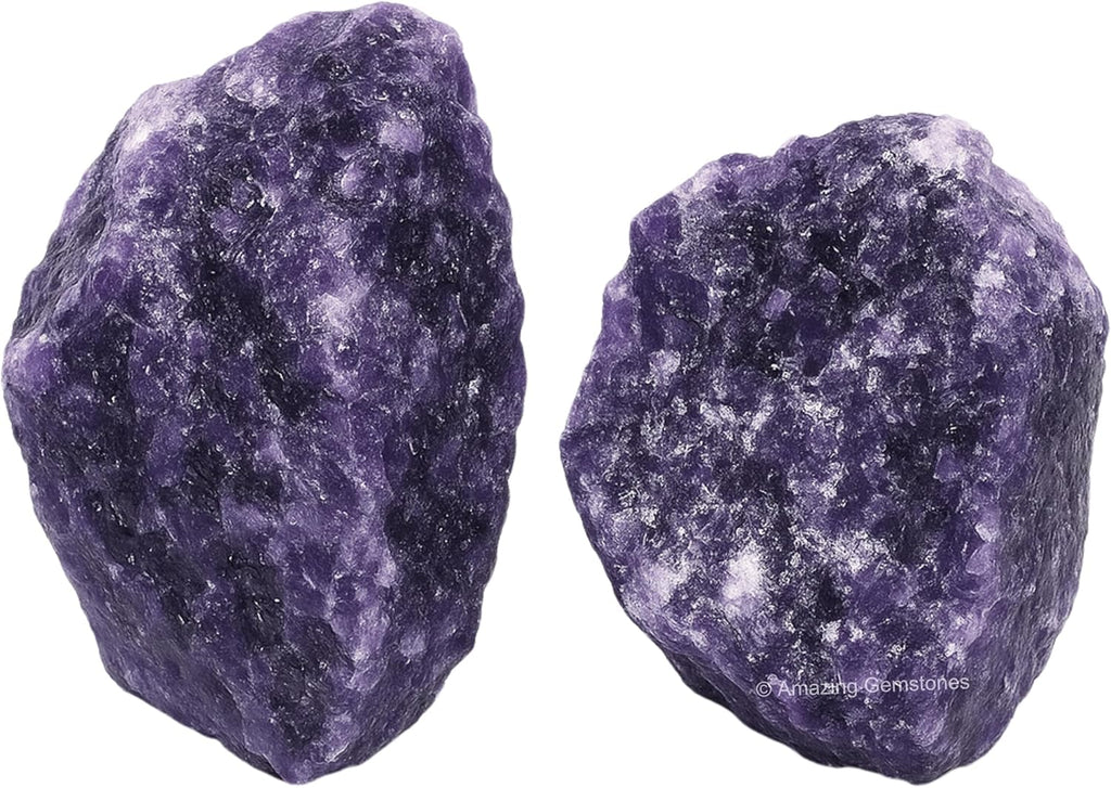 Amazing Gemstone 2 Pieces Lepidolite Raw Crystals and Healing Stones, Natural Rocks for Tumbling and DIY Raw Stones and Crystals