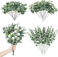 Giegxin 90 Pcs 3 Kinds Mixed Eucalyptus Leaves Stems Bulk Artificial Silver Dollar Leaves Picks Dried Eucalyptus Bundle Faux Spray for Wedding Vase Bouquet Floral Arrangement (Green)