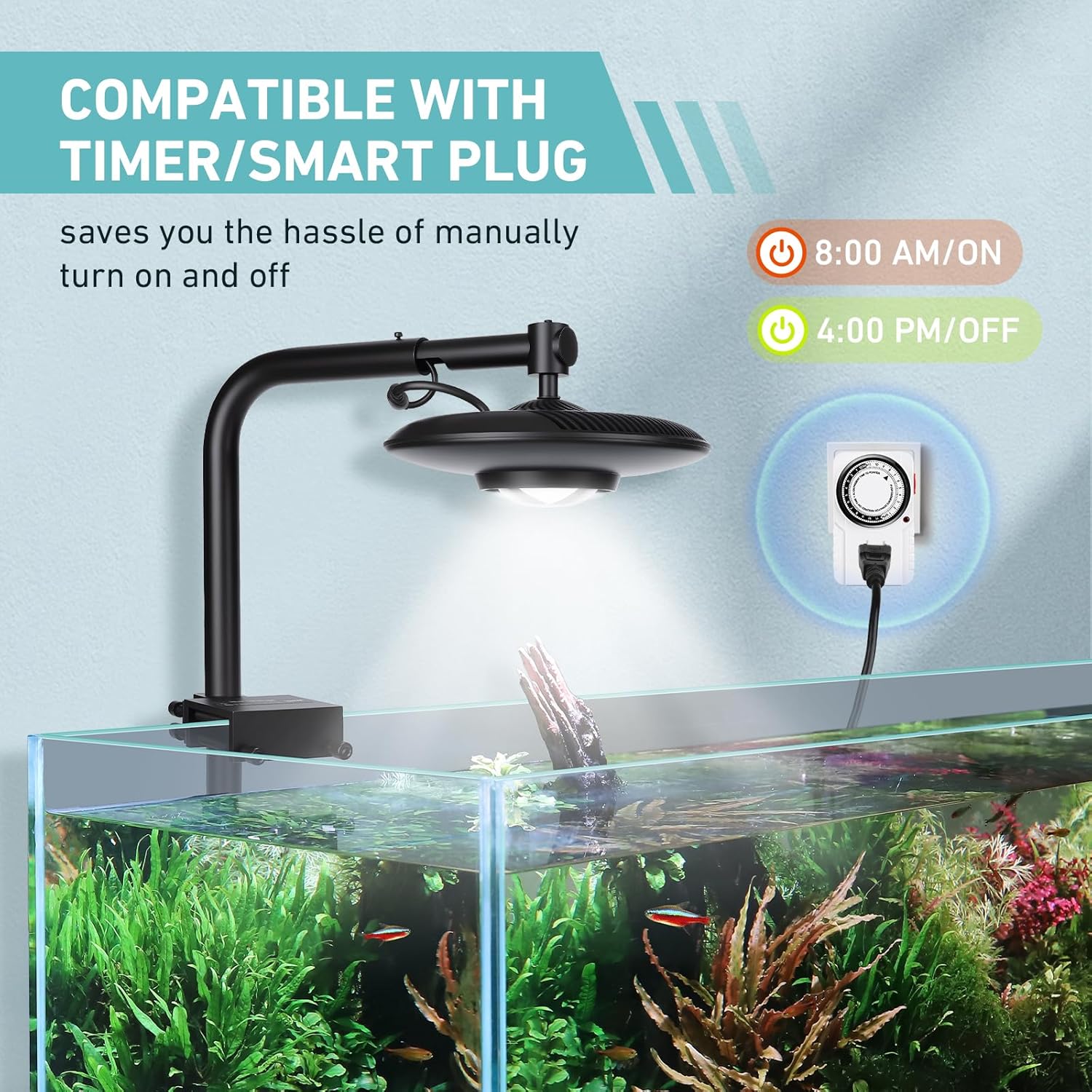 hygger 95W High PAR Aquarium LED Light, 5 Adjustable Brightness Full Spectrum Fish Tank Light Aquarium Lamp & Stand Kit Ideal for Aquascaping Planted Tank Fish Display Shrimp Tank Paludarium