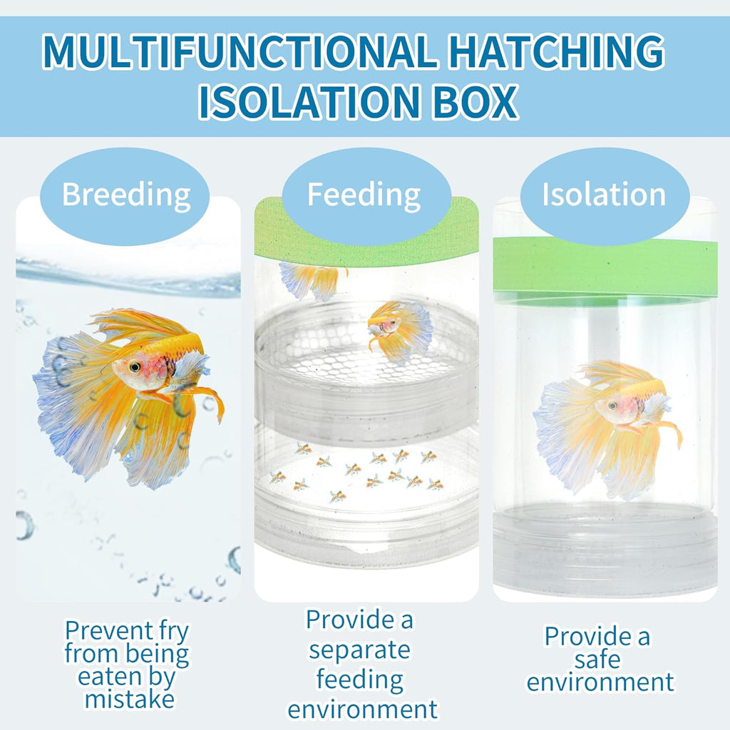 Suspensions Breeder Box, Floating Mesh Isolation Fish Tank Separator Set, Ideal for Aquatic Pets, Large, Green, 1 Set