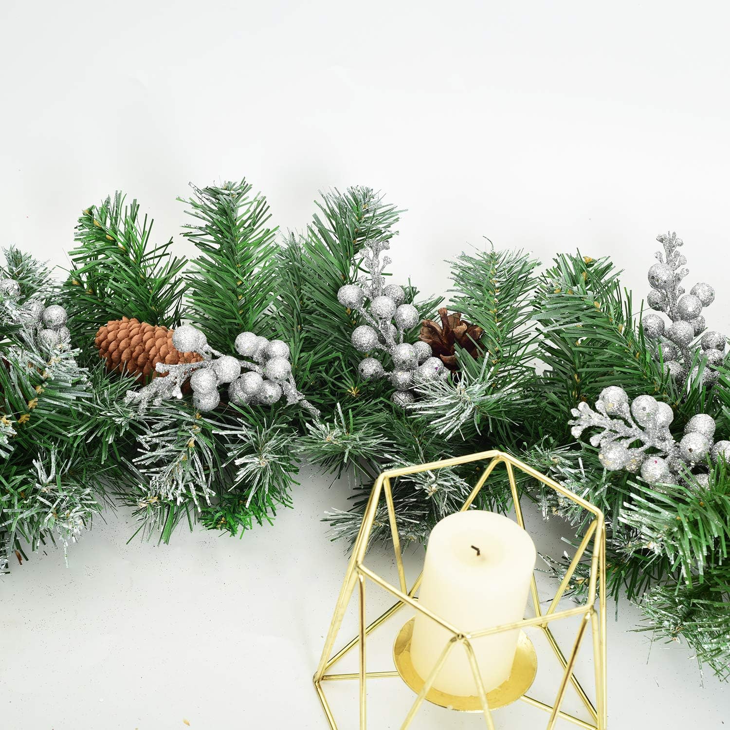 14 Pack Christmas Glitter Berries Stems Clearance, 7.8 Inch Artificial Christmas Picks for Christmas Tree Ornaments, DIY Xmas Wreath, Crafts, Holiday and Home Decor, Silver