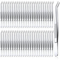 Honoson 48 Pcs Stainless Steel Tweezers for Crafting with Curved Serrated Tip Multipurpose Forceps Sewing Machine Tweezers Bulk (Silver)
