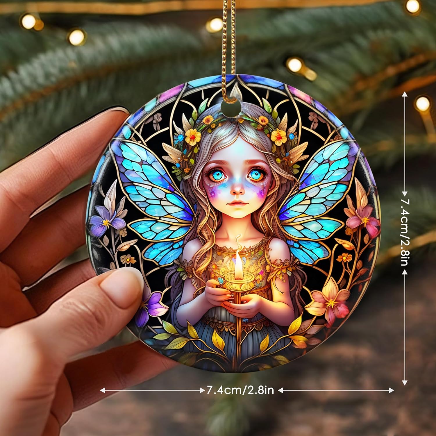 Stained Ceramic Fairy Ornament - Fairy Christmas Ornaments - Christmas Tree Ornaments - Christmas Decorations - Fairy Decor for Office, Room, Home - Holiday Present Ideas - A