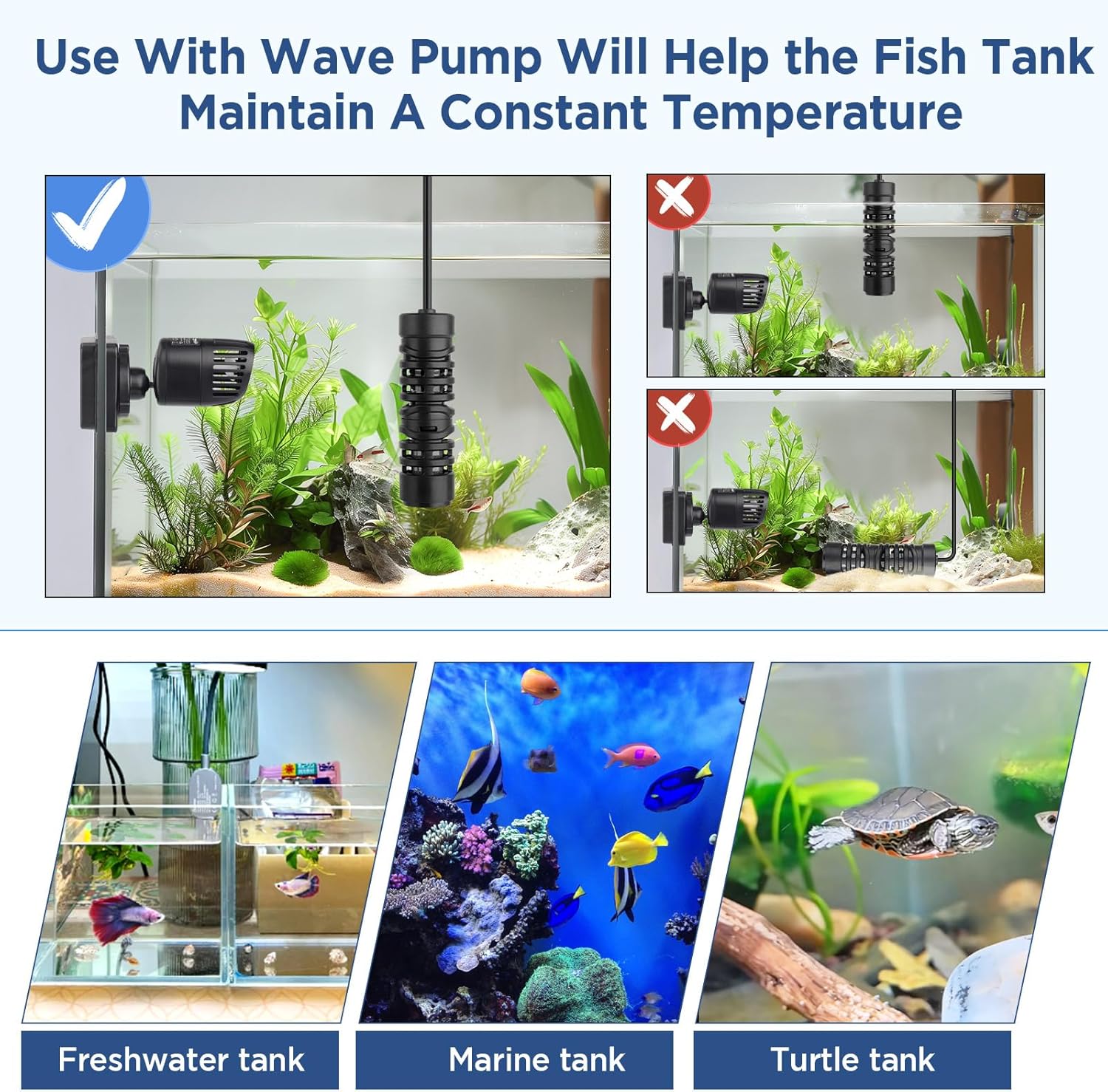 hygger Aquarium Betta Heater，25W/50W/100W/150W/300W/800W Removable Shell Submersible Fish Tank Heater with LED Digital Display,50W for 5-10 Gallon Freshwater and Saltwater Fish Tank