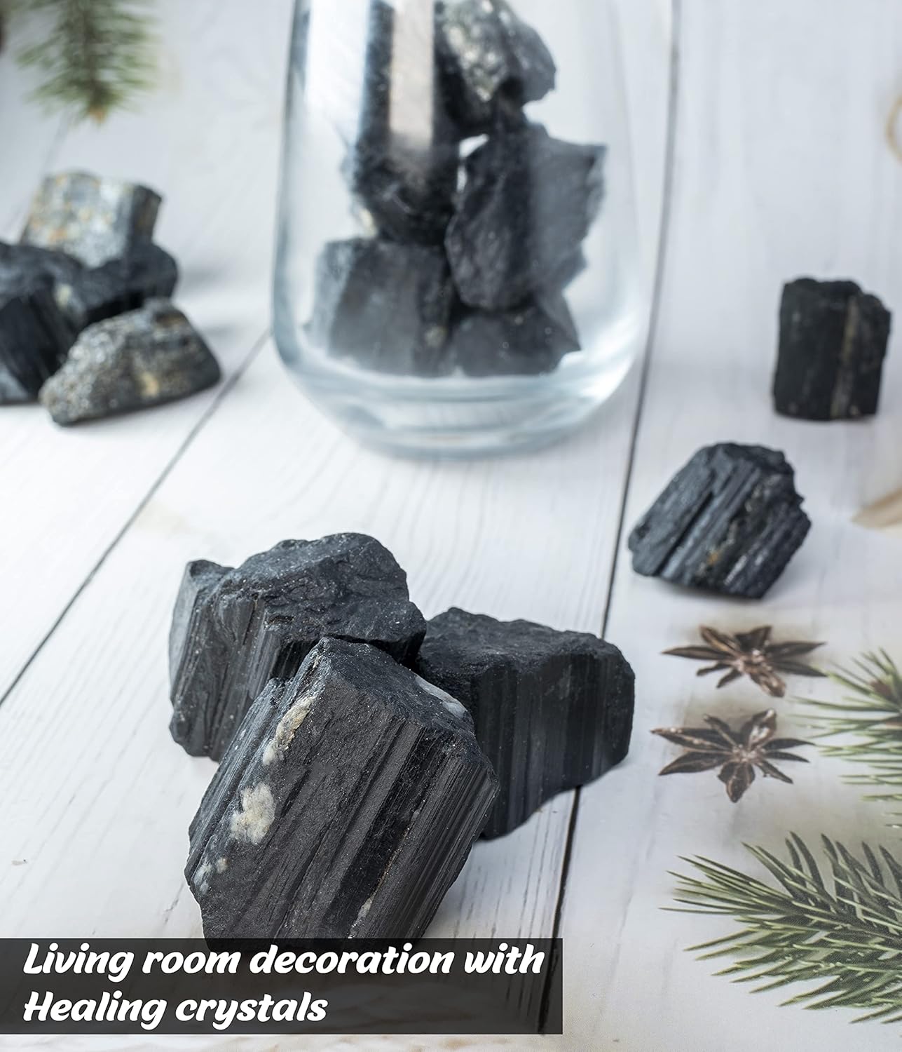 Crocon 1LB Black Tourmaline Rough Bulk Natural Stone Raw Gemstone Tumbling Cabbing Polishing Gem Mining Chakra Balancing Reiki Healing Good Luck Home Office Decor