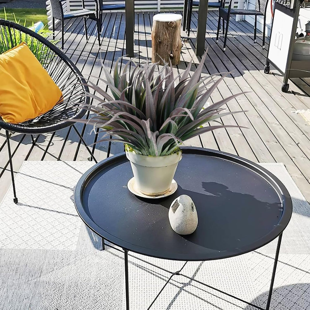 24Pcs Artificial Grass Plant Fake Outdoor Plastic Plants UV Resistant Faux Grasses Greenery Shrubs for Window Box Garden Patio Porch Home Decor Deep Purple