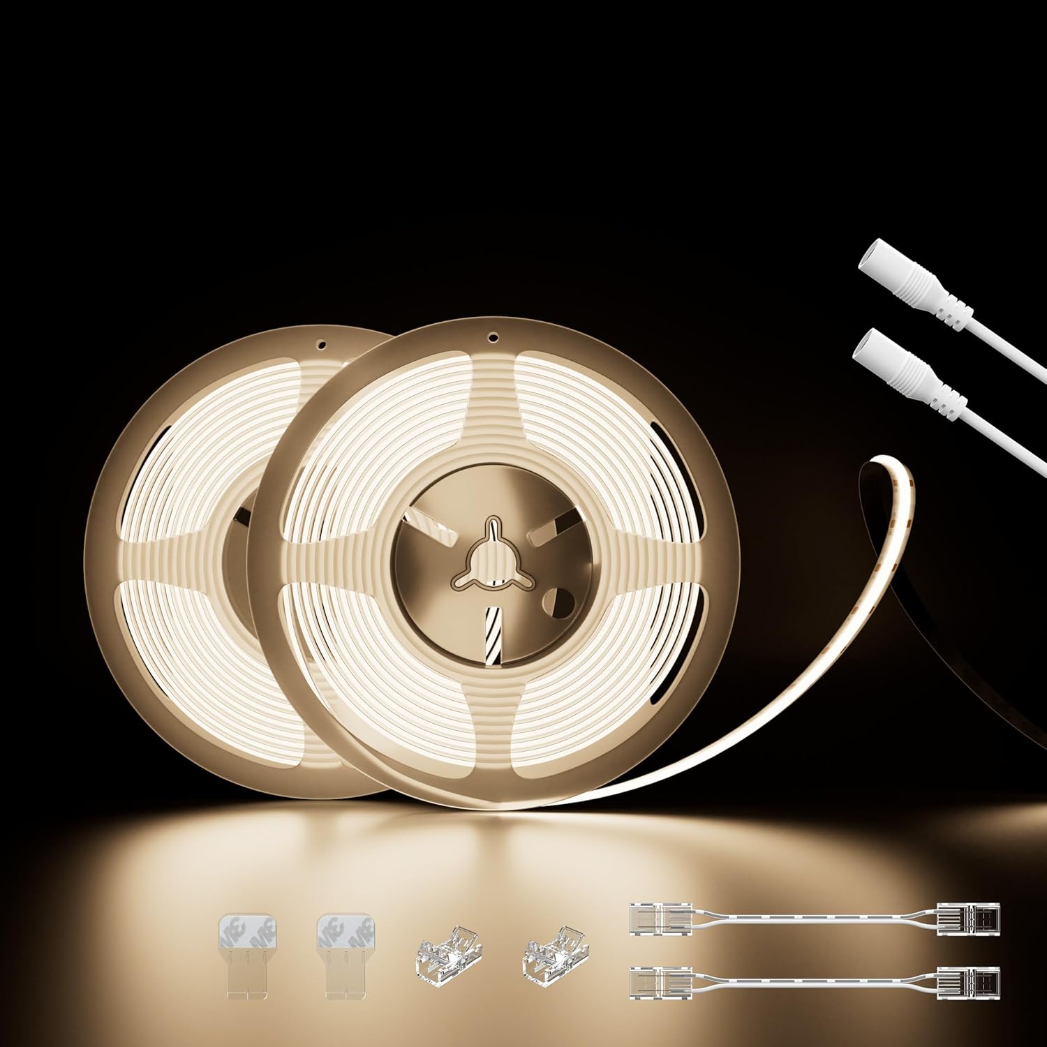 PAUTIX COB LED Strip Lights 48ft/15m Super Bright,504 LEDs/m Natural White 4000K CRI90+ Flexible LED Tape 24V for Cabinet Home DIY Lighting Projects with 2pcs COB Connector(Power Supply Not Included)