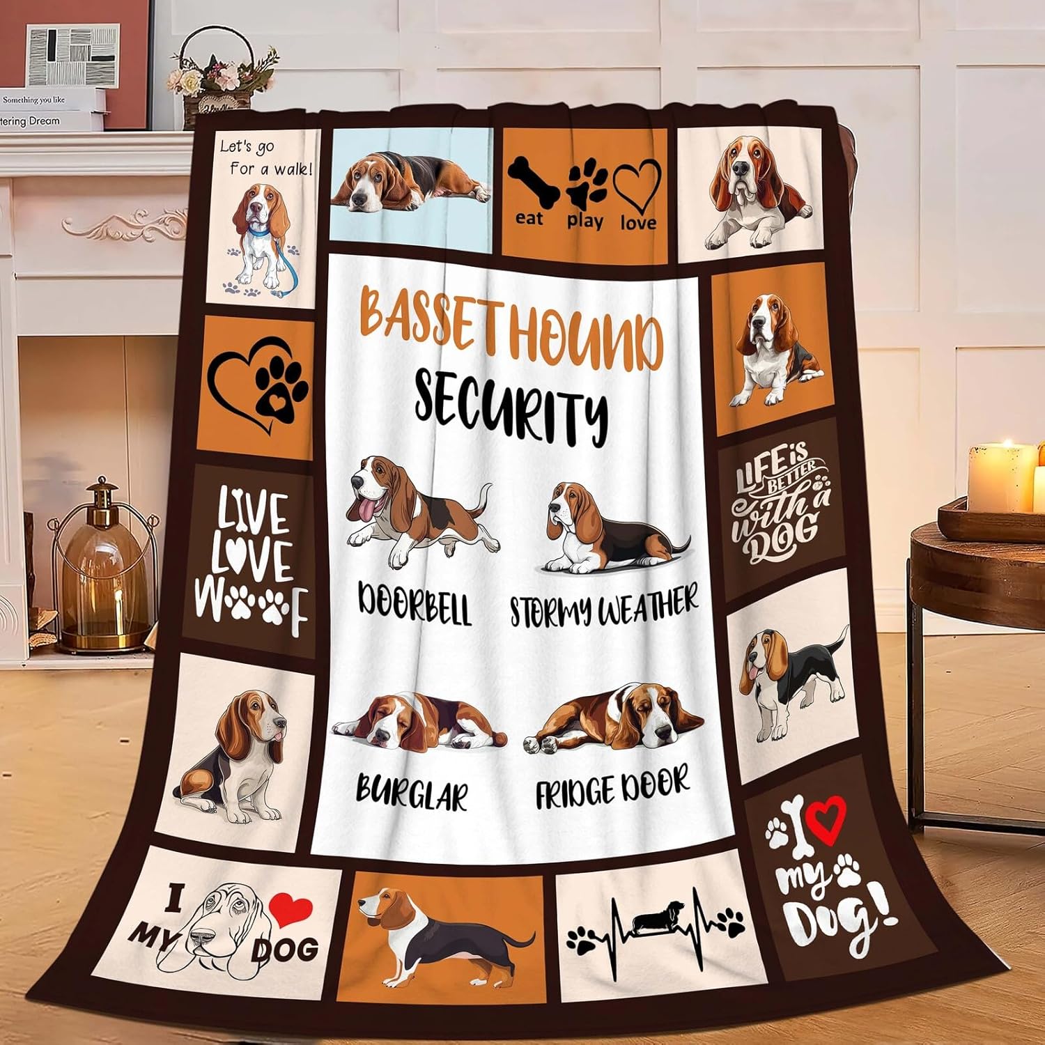 Basset Hound Blanket Basset Hound Dog Throw Blanket Gifts for Girls Women Kids Boys Adults Men Super Soft Cozy Plush Fluffy Fuzzy Fleece Blanket Home Decor 40''X50''