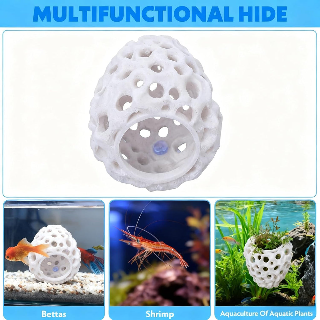 Betta Fish, Shrimp Hideout Aquarium Decor, Suction Cup Hiding Spot for Guppy Small Fish Resting Tank Accessory