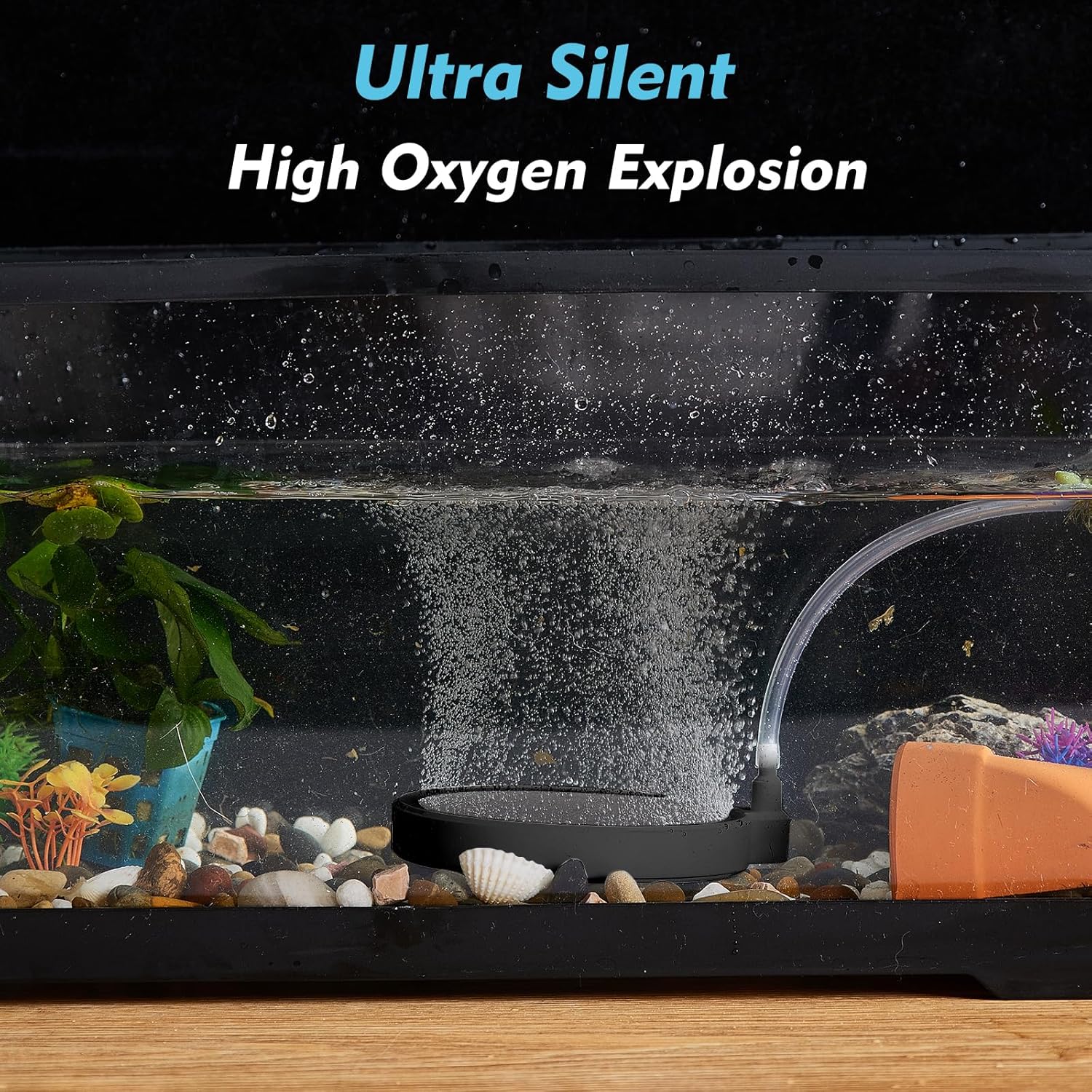 Rise Torrent 7.9 Inch Nano Air Stone with Case - Silent High Oxygen Bubbler for Aquariums, Fish Tanks & Hydroponic Systems, Black Small Bubble Diffuser Accessories (No Air Pump and Air Tube)