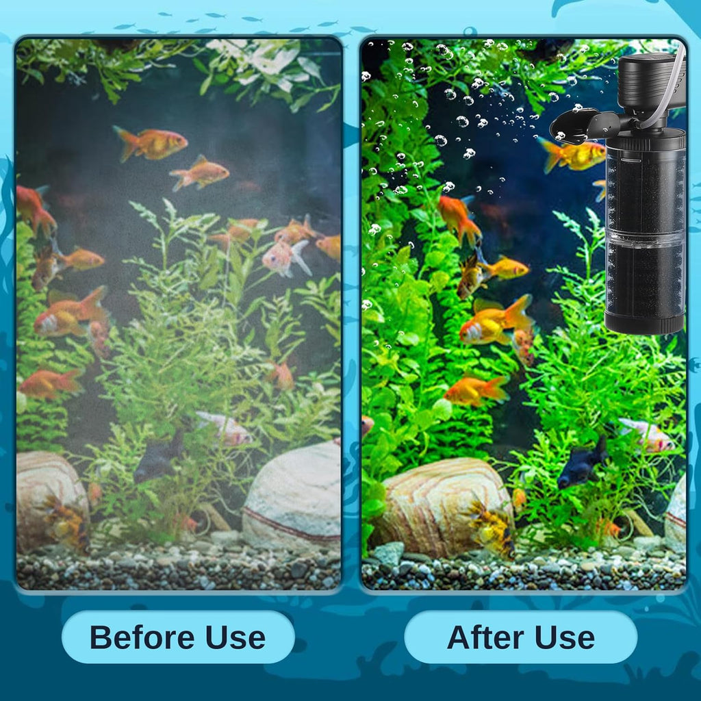 XpertMatic 15W Aquarium Filter 2 Stages 238 GPH (900L/h) for Up to 70 Gallon Fish Tank, Submersible Internal Tank Filter and Water Pump, Power Filter for Fish Tank, Aquarium, Pond, SainSmart