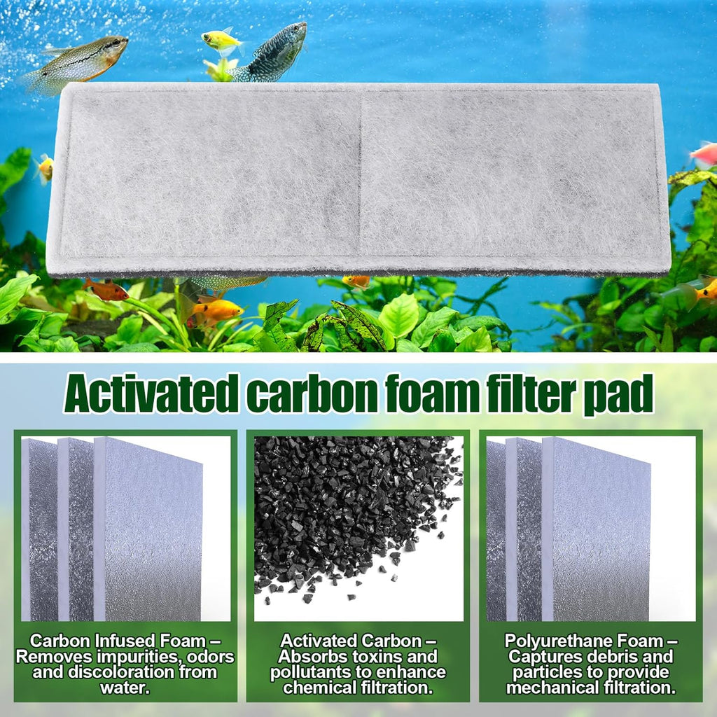 Pangda 8 Pcs Carbon Foam Filter Pads for Compatible with Fluval U4 Range of Internal Filters Replacement Compatible with Fluval U4 Range of Underwater Filter
