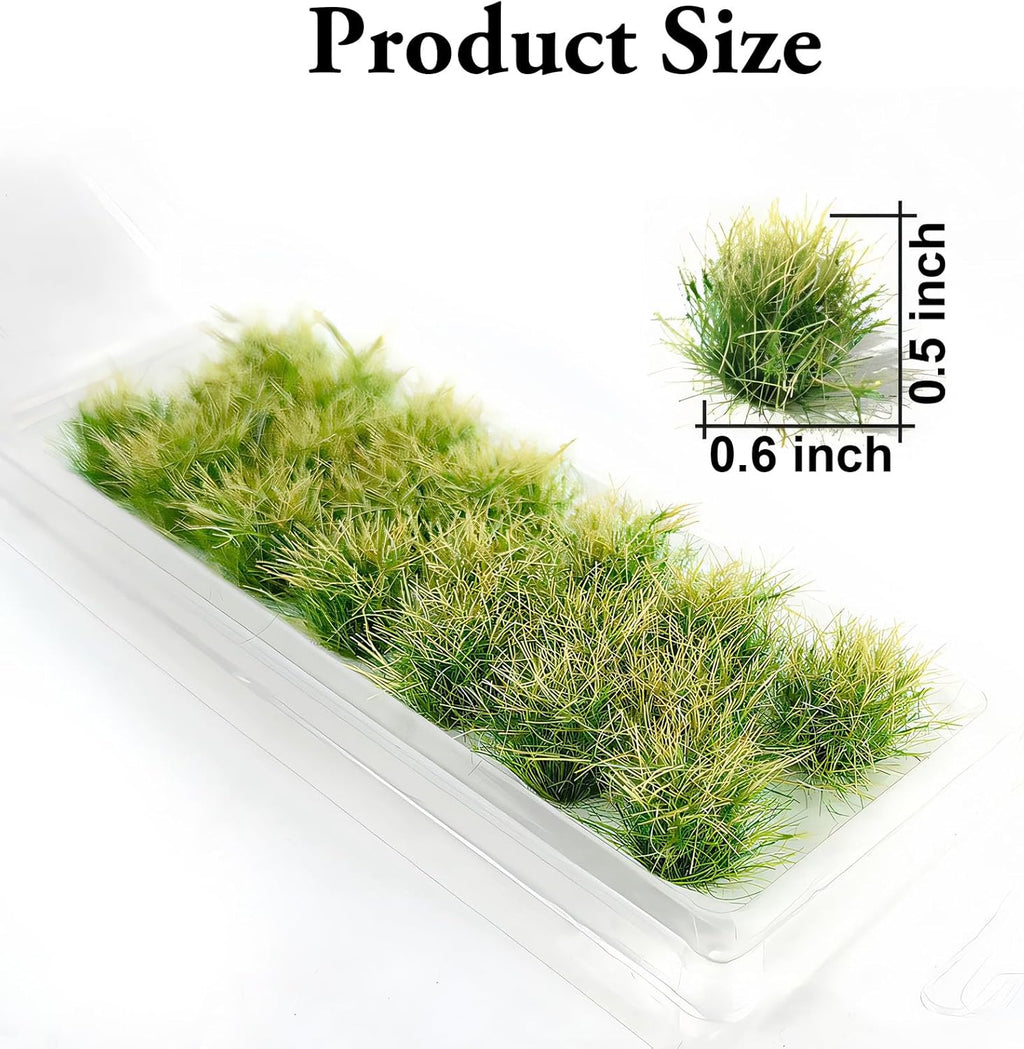 Warmtree 20 Pcs Static Grass Bushy Tufts Lowland Shrubs Scenery DIY Miniature for Train Landscape Railroad Scenery Sand Military Layout Model War Gaming Terrain (Autumn Green)