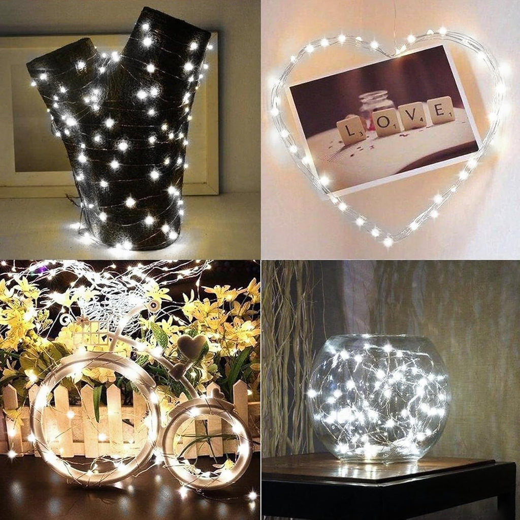 LAMPHOME Fairy Lights Plug in, 33Ft 100 LEDs Waterproof Twinkle Firefly Lights, Adaptor Included, Starry String Lights for Wedding Indoor Outdoor Christmas Patio Garden Decoration, White