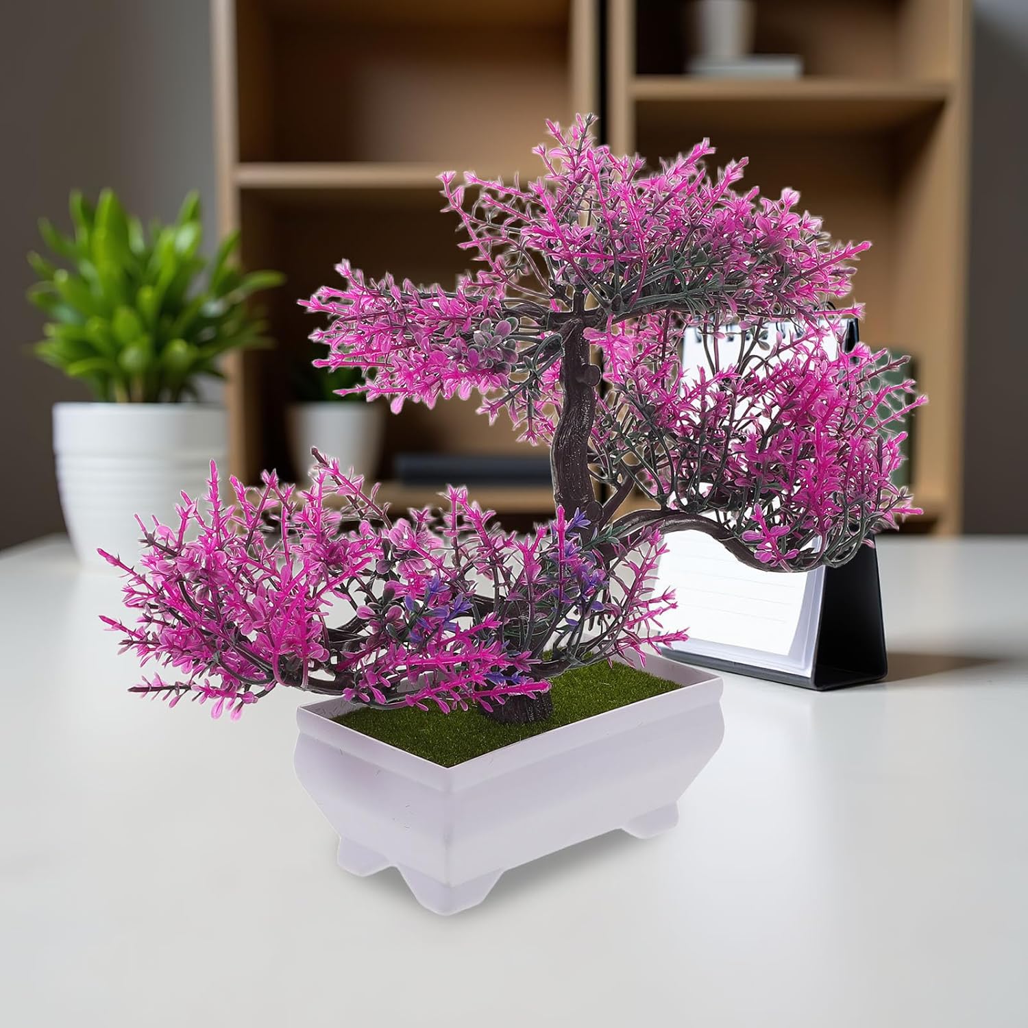 LUOZZY 2 Pcs Artificial Bonsai Pine Tree Mini Zen Garden Decor for Home Office Desk