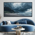 YDYSUNE Beach Wall Art Largr Canvas Decor Ocean Painting Navy Blue Picture Artwork Modern Seascape Storm Forest Decoration Framed for Living Room Bedroom Home Office Decor Size 24x48 Inches